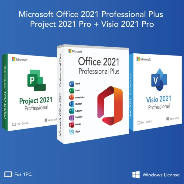 Microsoft Office 2021 Professional Plus – Includes Visio and Project